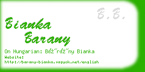 bianka barany business card